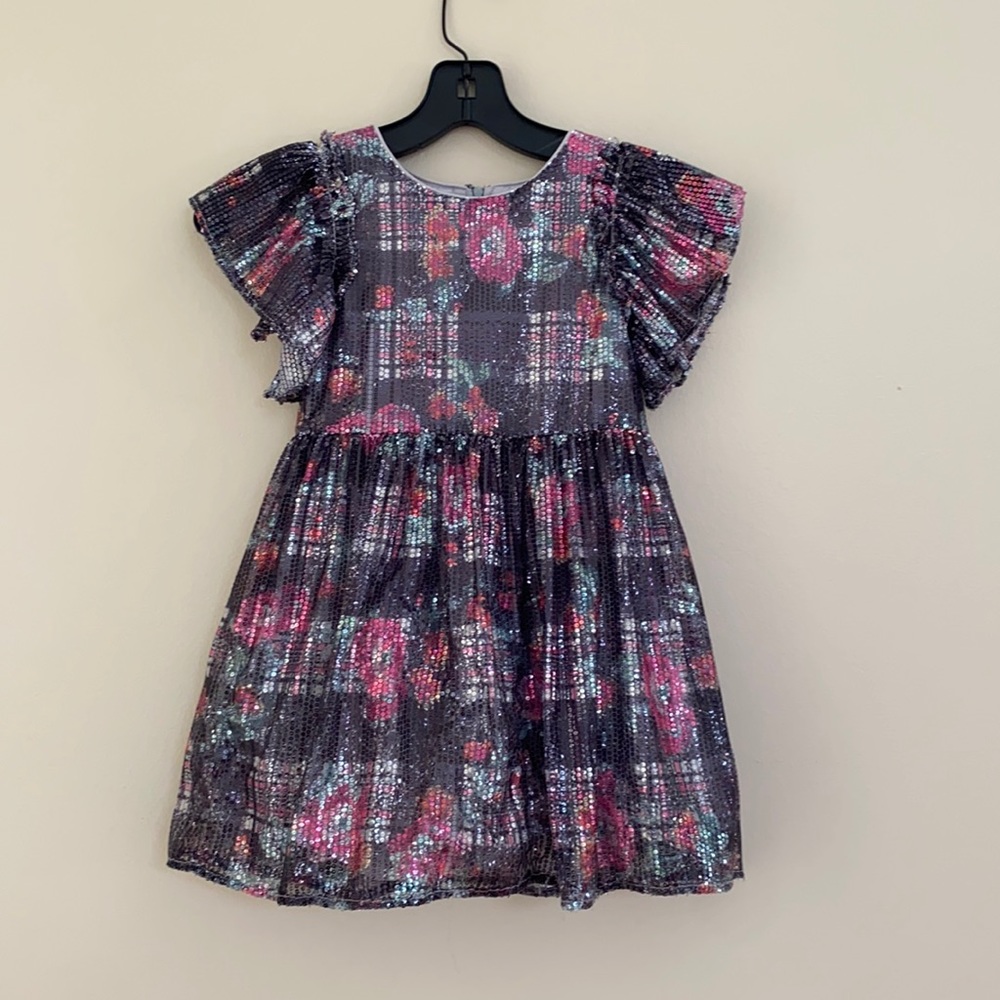 Pipes and Julia girls sequined dress size 5 floral